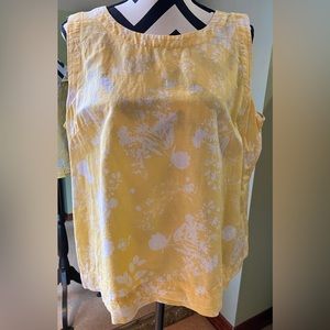 Yellow/white linen sleeveless top